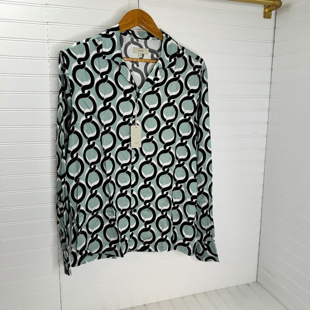 NWT Moss Chain Print Cuban Collar Shirt Medium